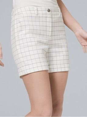 WHBM white black The 5” Short Windowpane Women's Size 8